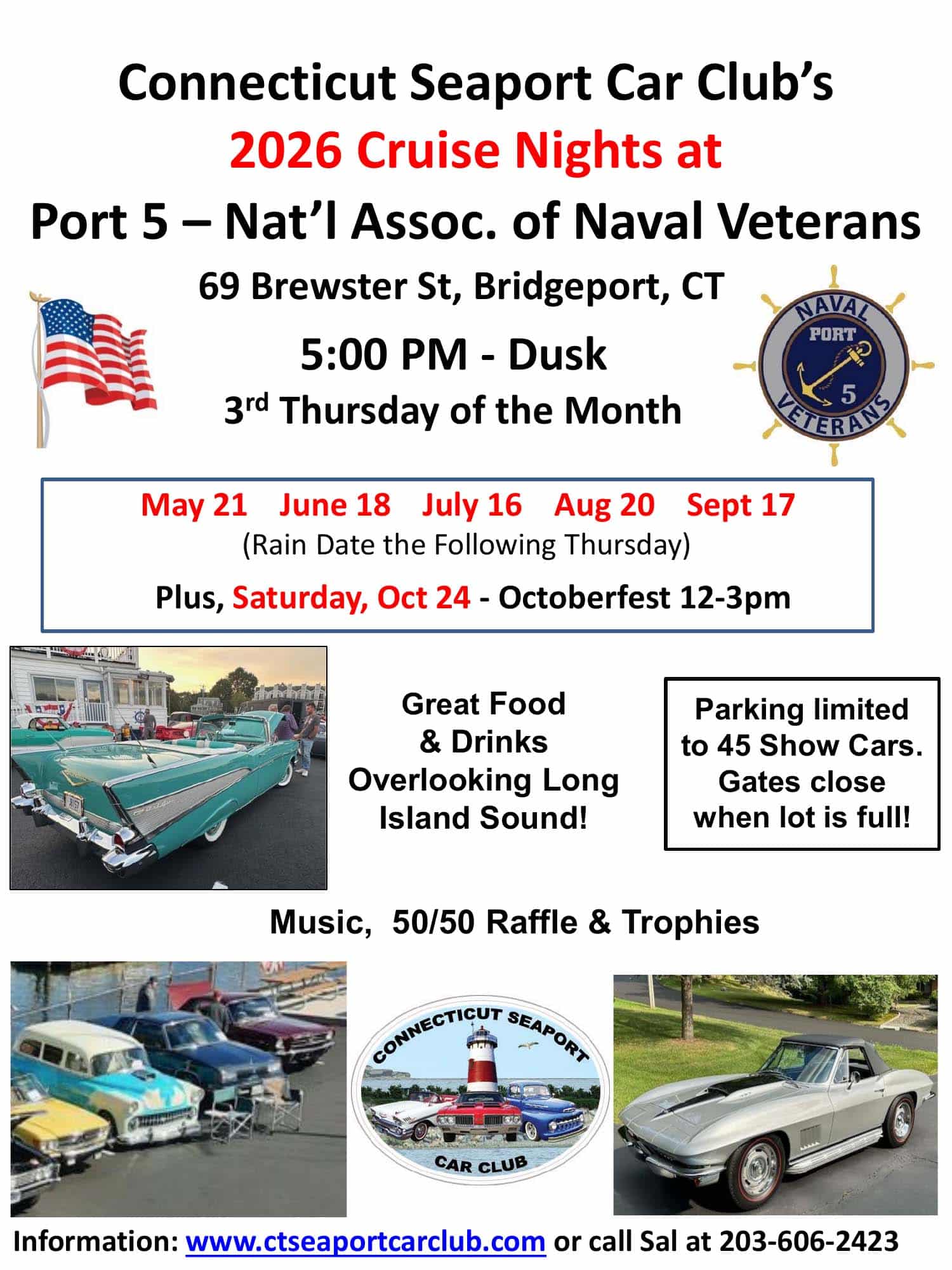 Connecticut Seaport Car Club’s 2026 Cruise Nights