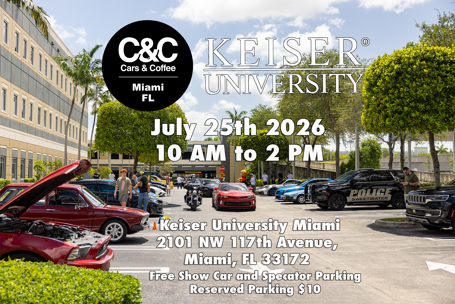 Cars and Coffee Miami at Keiser University Miami